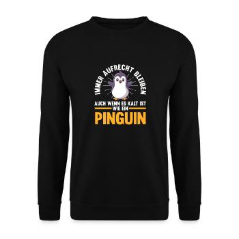 Süße Pinguin - Unisex Pullover - Schwarz - Vorne - Alina (178cm) & Michal (187cm)