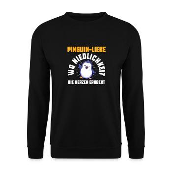Cute Penguin - Unisex Sweatshirt - black - Front - Alina (178cm) & Michal (187cm)