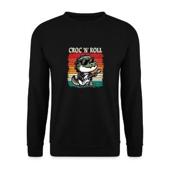 Krokodil Gitarren-Musikliebhaber - Unisex Pullover - Schwarz - Vorne - Alina (178cm) & Michal (187cm)