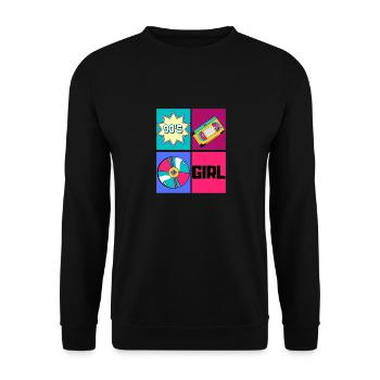 des années 90 fille des années 1990 mode 90 thème fête des années quatre-vingt-dix - Sweat-shirt Unisexe - noir - Devant - Alina (178cm) & Michal (187cm)