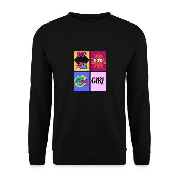 des années 90 fille des années 1990 mode 90 thème fête des années quatre-vingt-dix - Sweat-shirt Unisexe - noir - Devant - Alina (178cm) & Michal (187cm)
