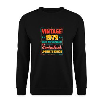November 1979 Vintage Fantastisch 44 Jahren Mann - Unisex Pullover - Schwarz - Vorne - Alina (178cm) & Michal (187cm)