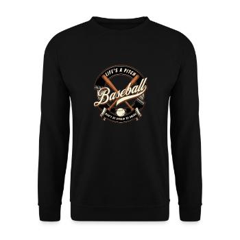 Baseball Life's a Pitch - Unisex Pullover - Schwarz - Vorne - Alina (178cm) & Michal (187cm)