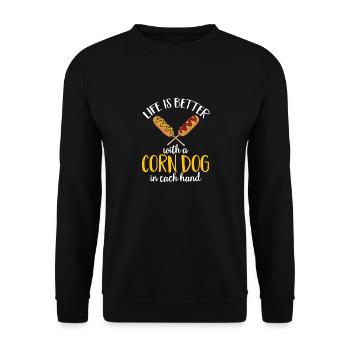 Corn Dog Corndog - Unisex Sweatshirt - black - Front - Alina (178cm) & Michal (187cm)