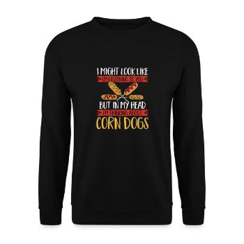 Corn Dog Corndog - Unisex Sweatshirt - black - Front - Alina (178cm) & Michal (187cm)