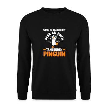 Süße Pinguin - Unisex Pullover - Schwarz - Vorne - Alina (178cm) & Michal (187cm)