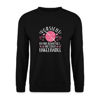 Crochet disant crochet pour femme au Crochet fait à la main - Sweat-shirt Unisexe - noir - Devant - Alina (178cm) & Michal (187cm)