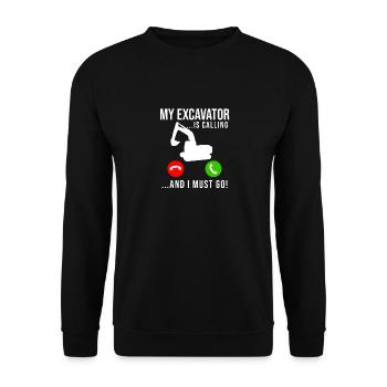 Baggerfahrer Bauarbeiter Bagger - Unisex Pullover - Schwarz - Vorne - Alina (178cm) & Michal (187cm)