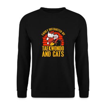 Facilement distrait par le taekwondo et les chats - Sweat-shirt Unisexe - noir - Devant - Alina (178cm) & Michal (187cm)