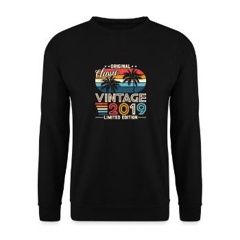 Original 2019 Vintage Vintage Retro Birthday - Sweat-shirt Unisexe - noir - Devant - Alina (178cm) & Michal (187cm)