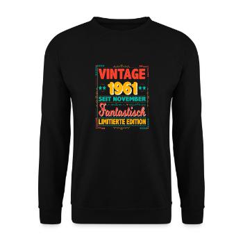 Novembre 1961 Vintage Fantastique 62 Ans Homme - Sweat-shirt Unisexe - noir - Devant - Alina (178cm) & Michal (187cm)