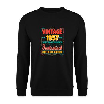 Novembre 1957 Vintage Fantastique 66 Ans Homme - Sweat-shirt Unisexe - noir - Devant - Alina (178cm) & Michal (187cm)