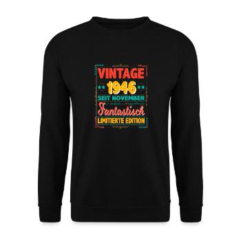 Novembre 1946 Vintage Fantastique 77 Ans Homme - Sweat-shirt Unisexe - noir - Devant - Alina (178cm) & Michal (187cm)