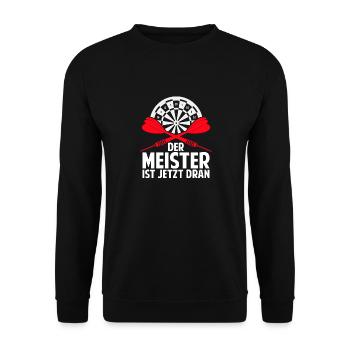 Lustige Darts und Dart Geschenke für Dartspieler - Unisex Pullover - Schwarz - Vorne - Alina (178cm) & Michal (187cm)