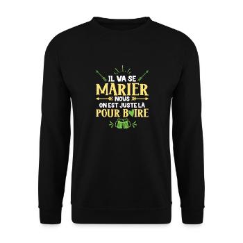Cadeau Futur Marié Humour Garçon Mariage Team EVG - Sweat-shirt Unisexe - noir - Devant - Alina (178cm) & Michal (187cm)