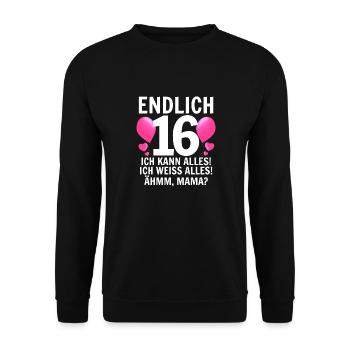 16e anniversaire - Sweat-shirt Unisexe - noir - Devant - Alina (178cm) & Michal (187cm)