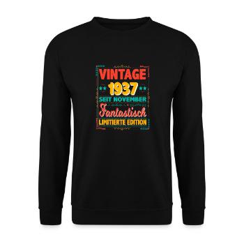 Novembre 1937 Vintage Fantastique 86 Ans Homme - Sweat-shirt Unisexe - noir - Devant - Alina (178cm) & Michal (187cm)