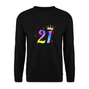 21. Geburtstag Geschenkidee Für 21 Jahre Alt - Unisex Pullover - Schwarz - Vorne - Alina (178cm) & Michal (187cm)