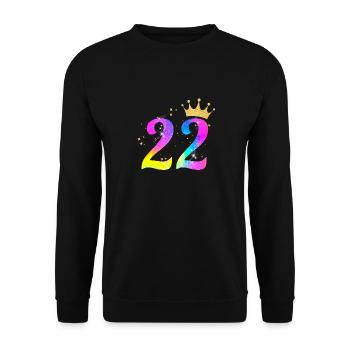 22. Geburtstag Geschenkidee Für 22 Jahre Alt - Unisex Pullover - Schwarz - Vorne - Alina (178cm) & Michal (187cm)