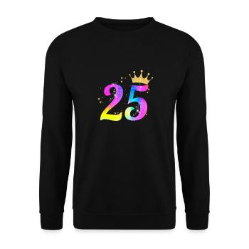 25. Geburtstag Geschenkidee Für 25 Jahre Alt - Unisex Pullover - Schwarz - Vorne - Alina (178cm) & Michal (187cm)