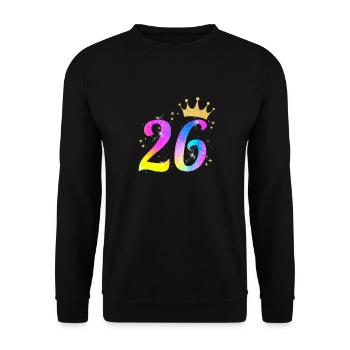 26. Geburtstag Geschenkidee Für 26 Jahre Alt - Unisex Pullover - Schwarz - Vorne - Alina (178cm) & Michal (187cm)