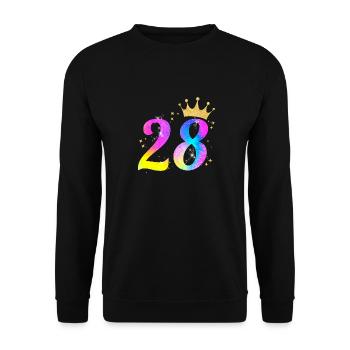 28. Geburtstag Geschenkidee Für 28 Jahre Alt - Unisex Pullover - Schwarz - Vorne - Alina (178cm) & Michal (187cm)