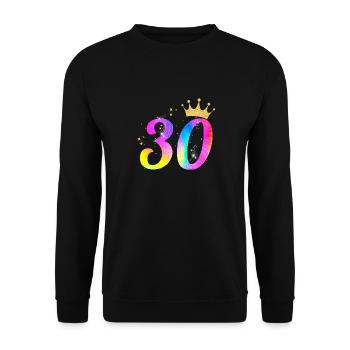 30. Geburtstag Geschenkidee Für 30 Jahre Alt - Unisex Pullover - Schwarz - Vorne - Alina (178cm) & Michal (187cm)