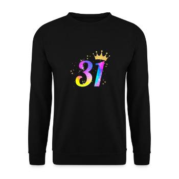 31. Geburtstag Geschenkidee Für 31 Jahre Alt - Unisex Pullover - Schwarz - Vorne - Alina (178cm) & Michal (187cm)