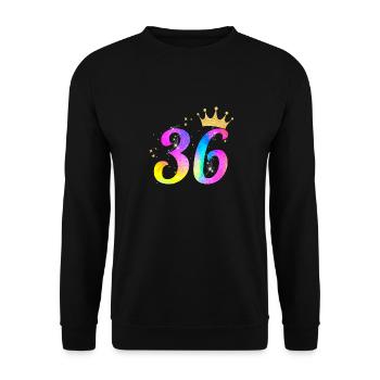 36. Geburtstag Geschenkidee Für 36 Jahre Alt - Unisex Pullover - Schwarz - Vorne - Alina (178cm) & Michal (187cm)