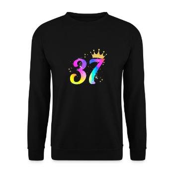 37. Geburtstag Geschenkidee Für 37 Jahre Alt - Unisex Pullover - Schwarz - Vorne - Alina (178cm) & Michal (187cm)