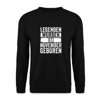 Les légendes sont nées en novembre - Sweat-shirt Unisexe - noir - Devant - Alina (178cm) & Michal (187cm)