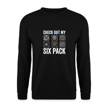 Funny Pilot Six Pack Aviation Flight Simulation - Unisex Pullover - Schwarz - Vorne - Alina (178cm) & Michal (187cm)