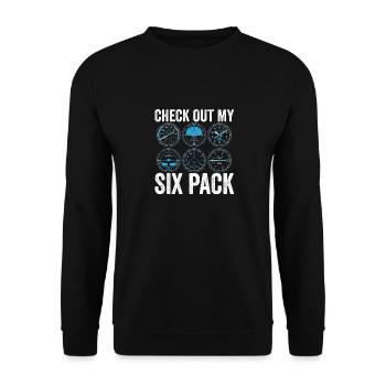 Funny Pilot Six Pack Aviation Flight Simulation - Unisex Pullover - Schwarz - Vorne - Alina (178cm) & Michal (187cm)