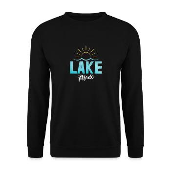 Lake Mode Sommer | Urlaub Seeliebhaber - Unisex Pullover - Schwarz - Vorne - Alina (178cm) & Michal (187cm)