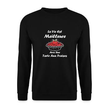 Tarte aux fraises - Sweat-shirt Unisexe - noir - Devant - Alina (178cm) & Michal (187cm)