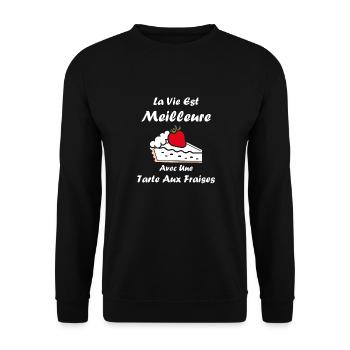 Tarte aux fraises - Sweat-shirt Unisexe - noir - Devant - Alina (178cm) & Michal (187cm)