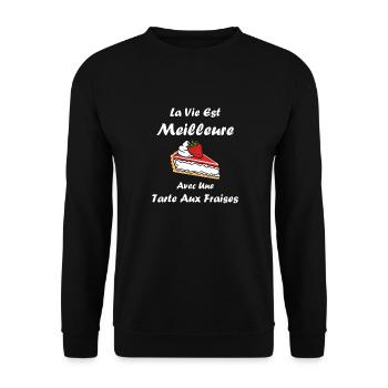 Tarte aux fraises - Sweat-shirt Unisexe - noir - Devant - Alina (178cm) & Michal (187cm)