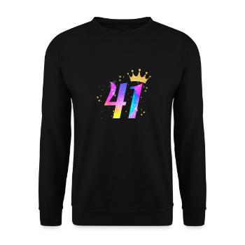 41. Geburtstag Geschenkidee Für 41 Jahre Alt Zum - Unisex Pullover - Schwarz - Vorne - Alina (178cm) & Michal (187cm)