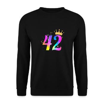 42. Geburtstag Geschenkidee Für 42 Jahre Alt Zum - Unisex Pullover - Schwarz - Vorne - Alina (178cm) & Michal (187cm)