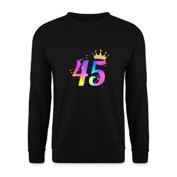 45. Geburtstag Geschenkidee Für 45 Jahre Alt Zum - Unisex Pullover - Schwarz - Vorne - Alina (178cm) & Michal (187cm)