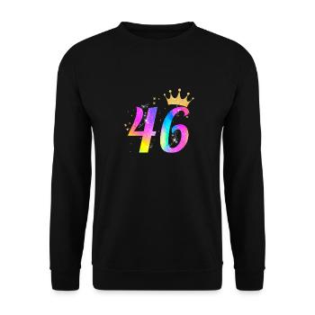 46. Geburtstag Geschenkidee Für 46 Jahre Alt Zum - Unisex Pullover - Schwarz - Vorne - Alina (178cm) & Michal (187cm)
