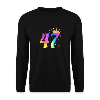 47. Geburtstag Geschenkidee Für 47 Jahre Alt Zum - Unisex Pullover - Schwarz - Vorne - Alina (178cm) & Michal (187cm)