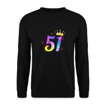 51. Geburtstag Geschenkidee Für 51 Jahre Alt Zum - Unisex Pullover - Schwarz - Vorne - Alina (178cm) & Michal (187cm)