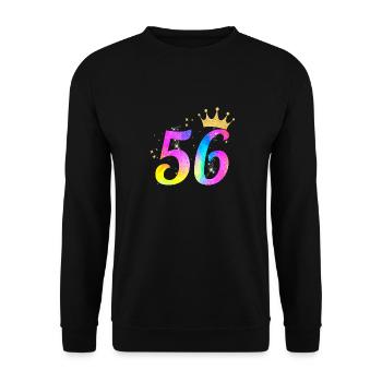 56. Geburtstag Geschenkidee Für 56 Jahre Alt Zum - Unisex Pullover - Schwarz - Vorne - Alina (178cm) & Michal (187cm)
