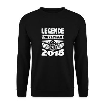 Novembre 2018 Légende depuis 5 ans Homme Femme - Sweat-shirt Unisexe - noir - Devant - Alina (178cm) & Michal (187cm)