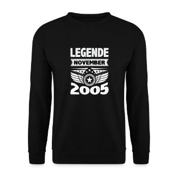 November 2005 Legende seit 18 Jahren Mann Frau - Unisex Pullover - Schwarz - Vorne - Alina (178cm) & Michal (187cm)