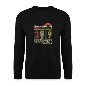 Original 2019 Vintage Vintage Retro Birthday - Sweat-shirt Unisexe - noir - Devant - Alina (178cm) & Michal (187cm)