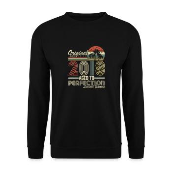 Original 2018 Vintage - 2018 Birthday Gift - Unisex Sweatshirt - black - Front - Alina (178cm) & Michal (187cm)