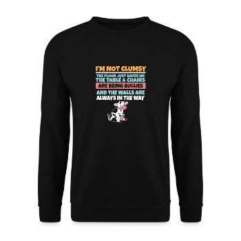 I'm Not Clumsy The Floor Hates Me Foolish Cow - Unisex Sweatshirt - black - Front - Alina (178cm) & Michal (187cm)