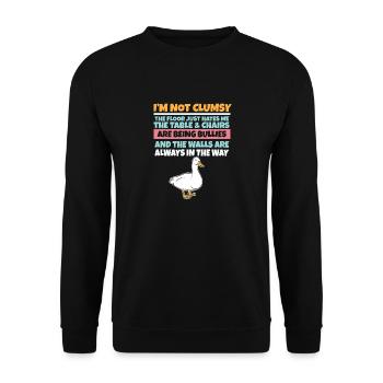 I'm Not Clumsy The Floor Hates Me Foolish Duck - Unisex Sweatshirt - black - Front - Alina (178cm) & Michal (187cm)